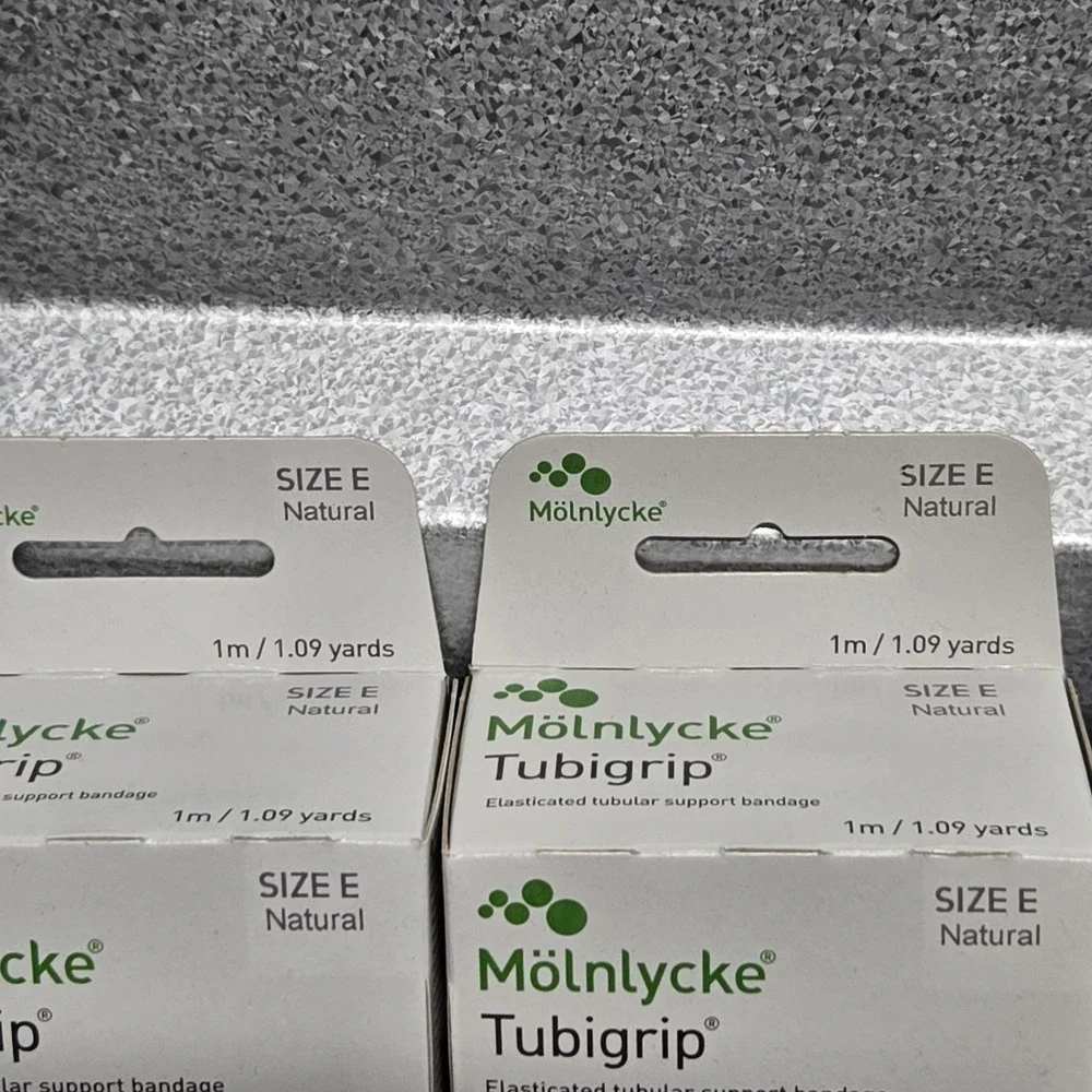 2 Molnlycke TUBIGRIP Size E Natural Elasticated Tubular Support Bandage 1M/1 Yd